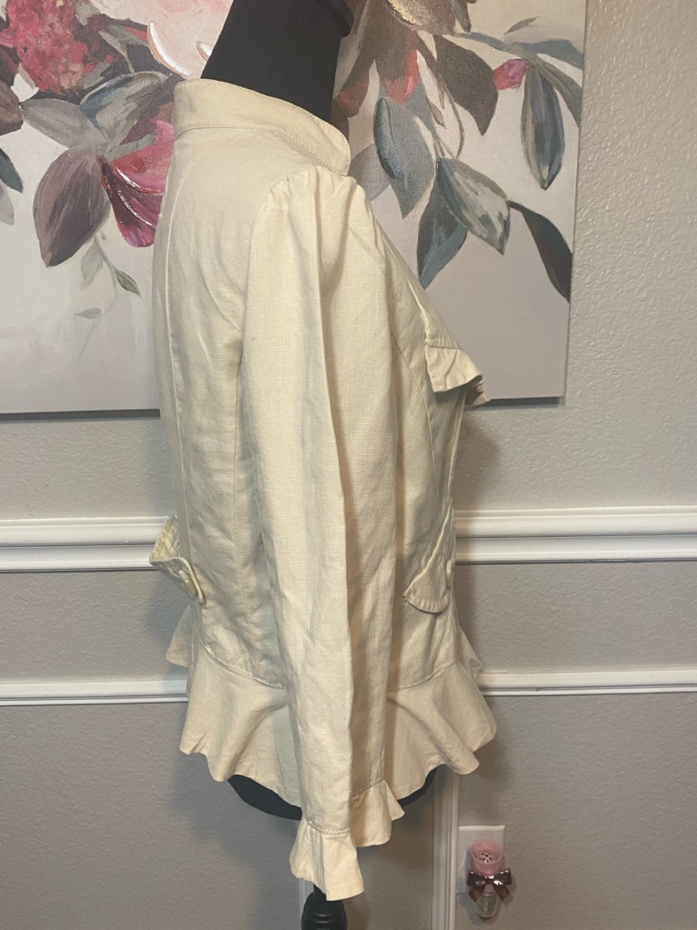 Ivory Ruffle-Trim Blazer - Picture 7 of 11